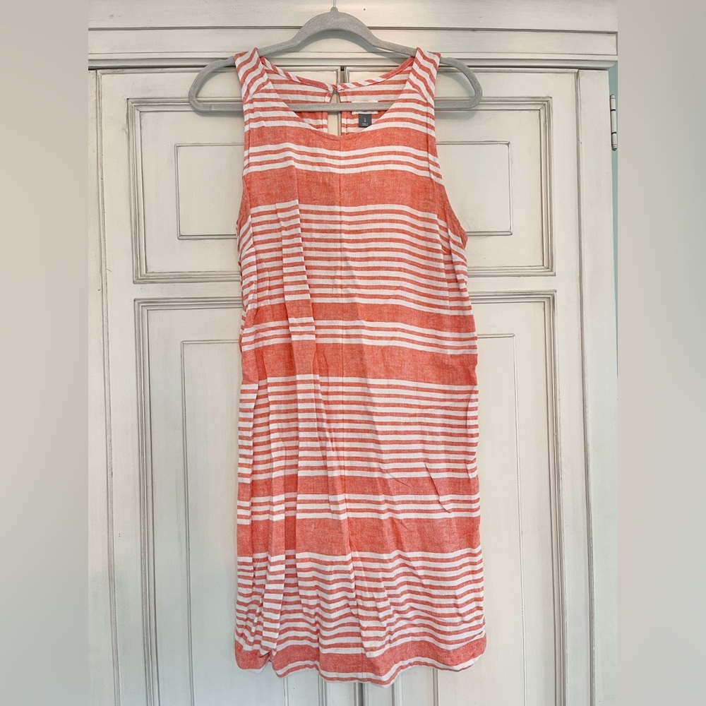 Old Navy Red and White Striped Midi Dress